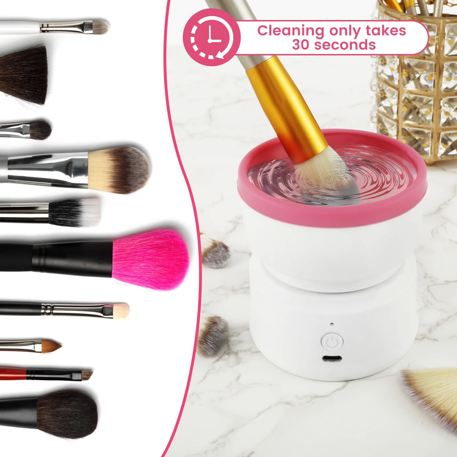 Makeup Brush Cleaner Electric Makeup Brush Cleaner Machine USB Rechargeable Cosmetic Brushes Cleaner Portable Automatic Makeup