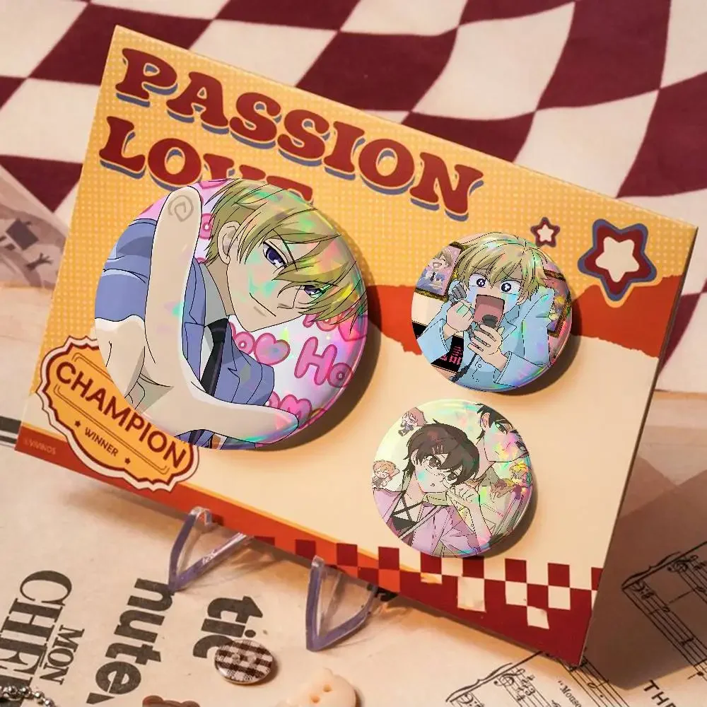 Anime Ouran High School Host Club For Badge Personalized Custom Laser Reflective Hologram Metal Enamel Pin Brooch Souvenir Gift