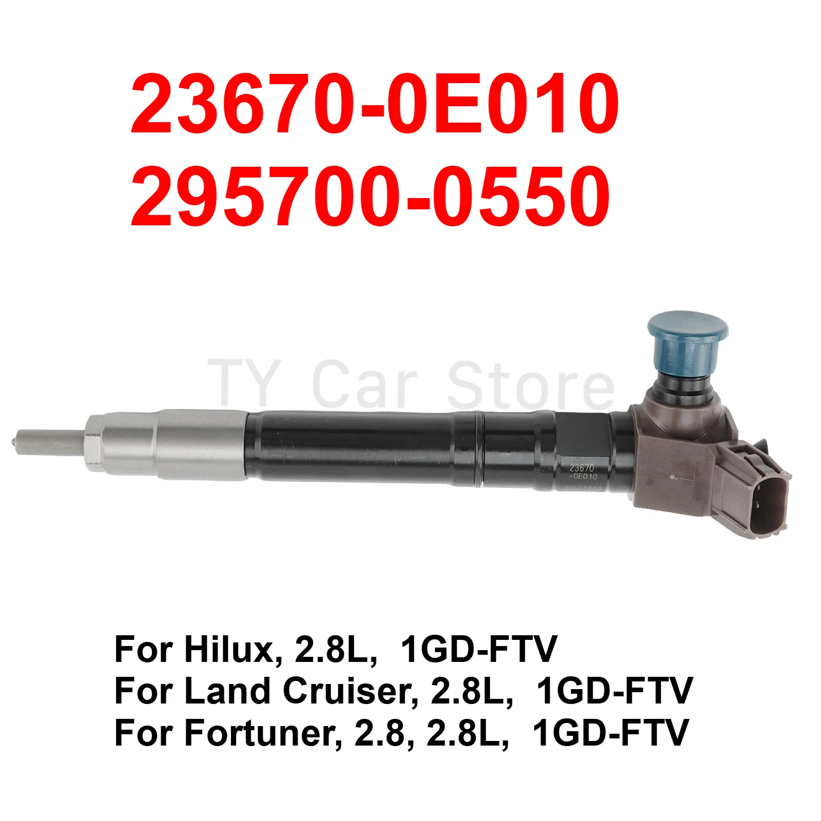 23670-0E010 295700-0550 New Diesel Fule Injector For Denso Toyota Hilux Land Cruiser Fortuner 2.8L 1GD 2015 onwards