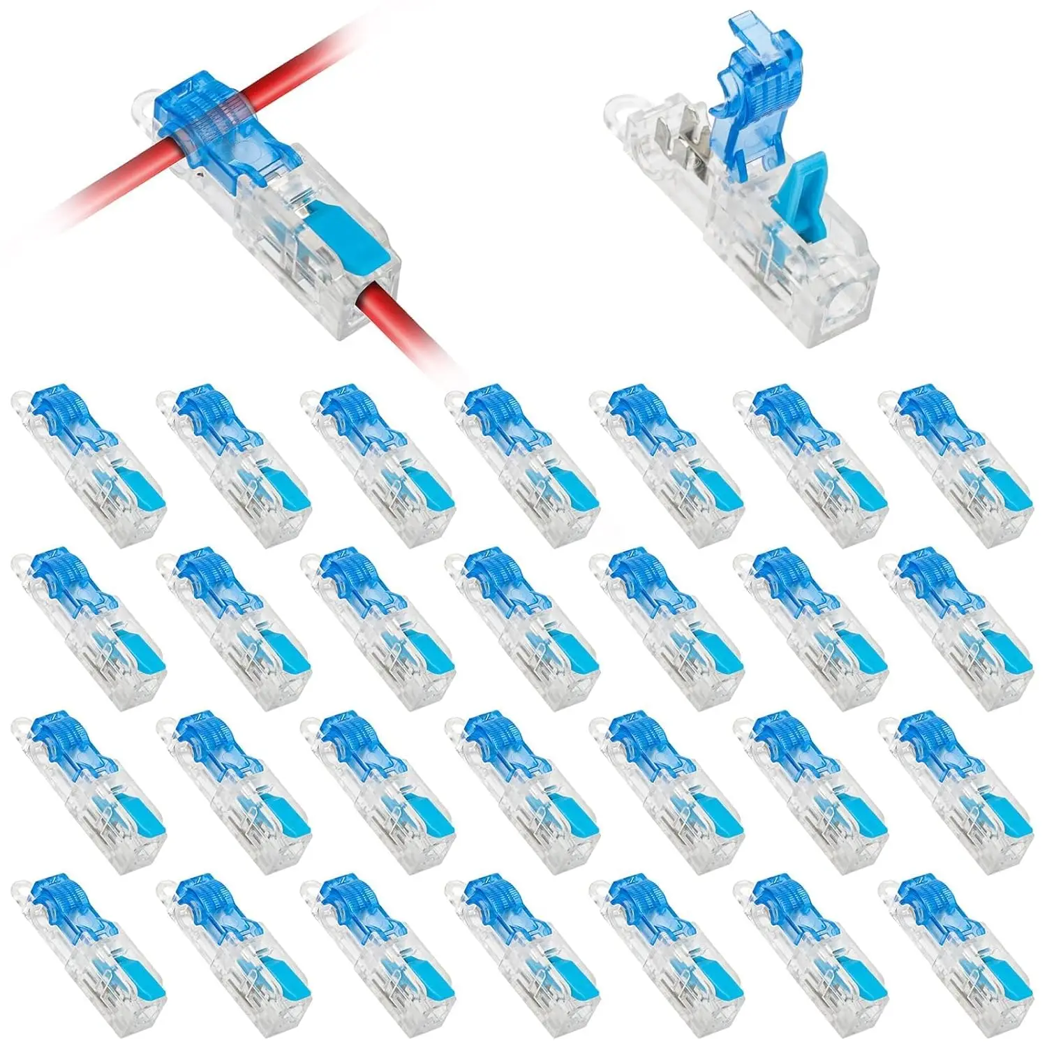 30PCS T Tap Wire Connectors, 20-14AWG Quick Connect Low Voltage Connectors Kit, Solderless Wire Splice Connector Push-in