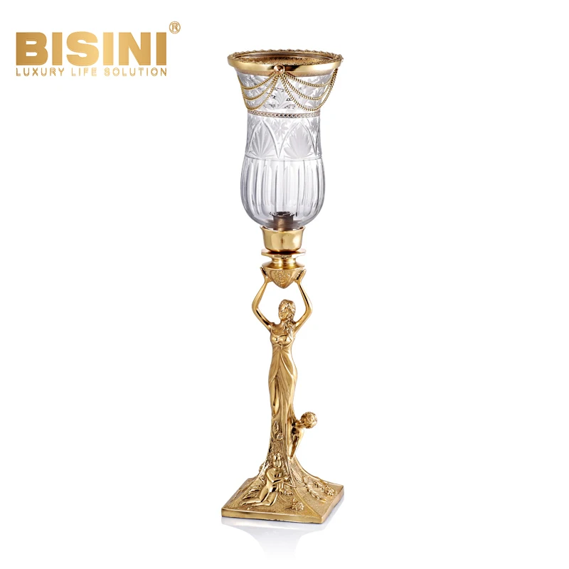 Bronze Statue of the Goddess Decorative Base Living Room Glass Vase Desktop Decoration Luxurious Villa Vase