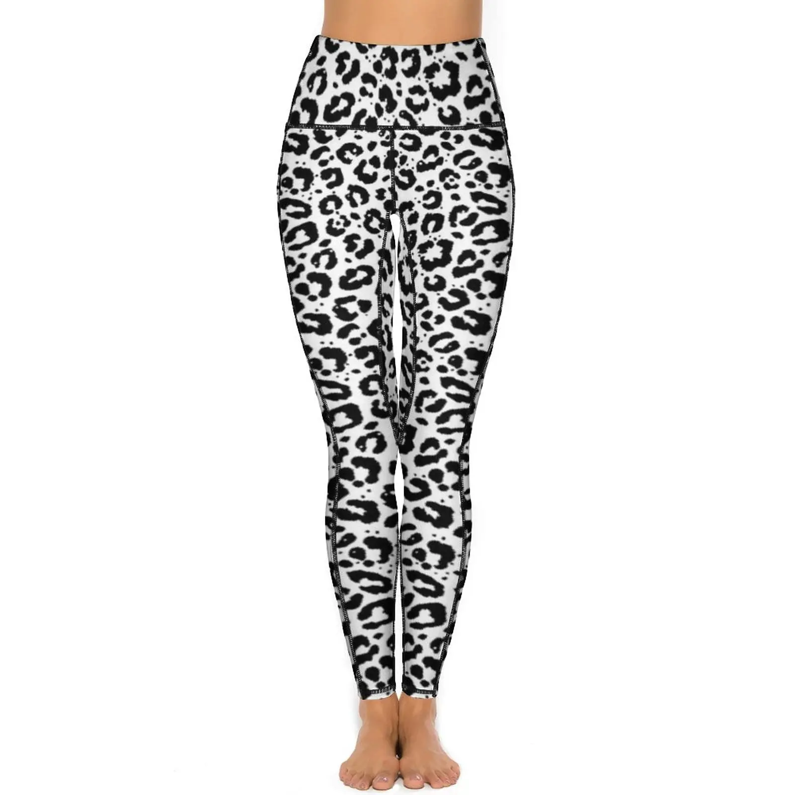 Animal Quality Leggings Black and White Leopard Print Push Up Yoga Pants Cute Quick-Dry Leggins Lady Workout Sport Legging