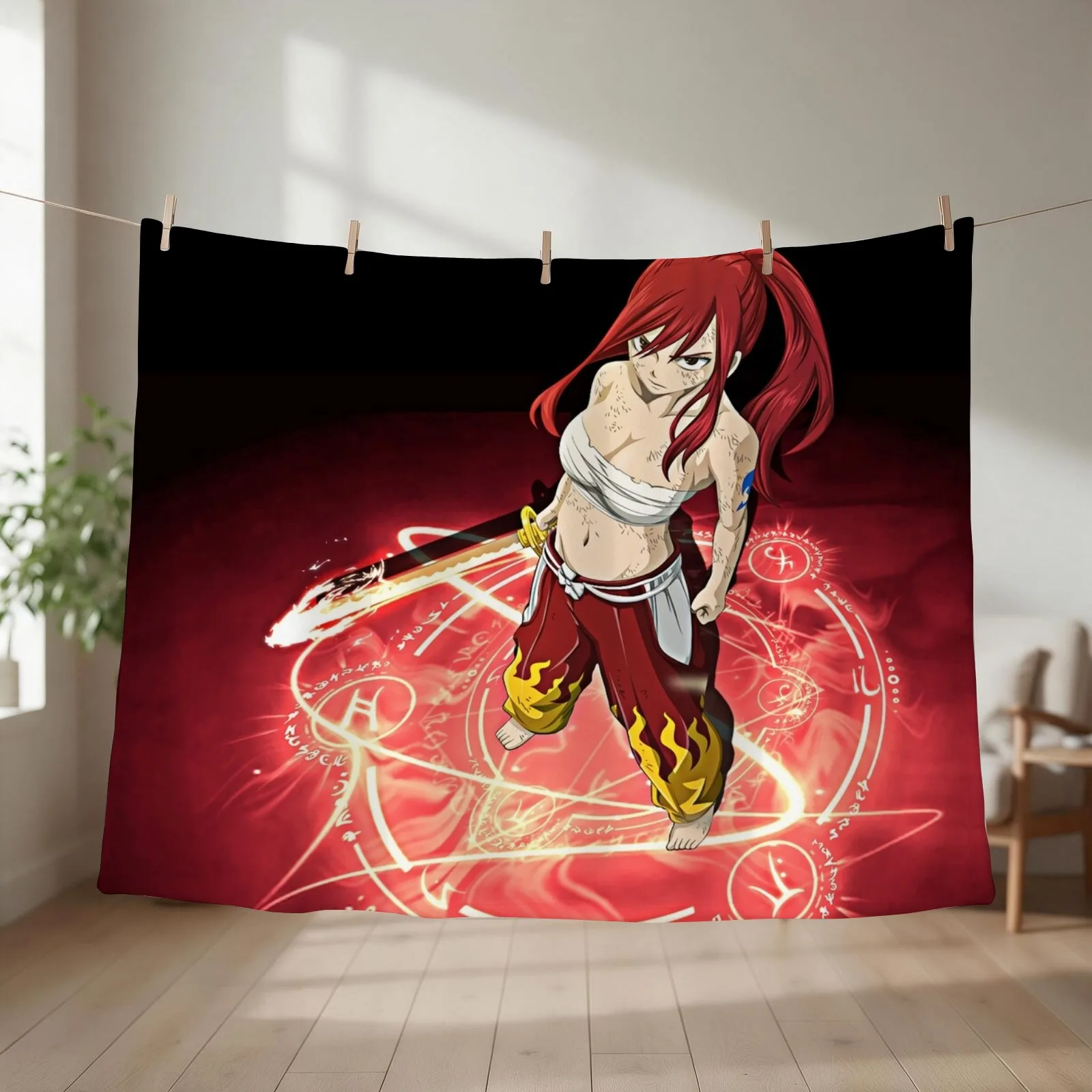Erza Scarlet Throw Blanket Hair Plush Hairys for winter Blankets