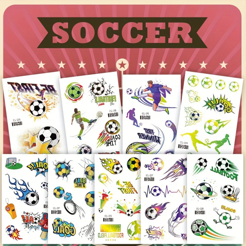 12/8 sheets of glitter football game temporary tattoo stickers for football parties, football fan themed party decorations, boys