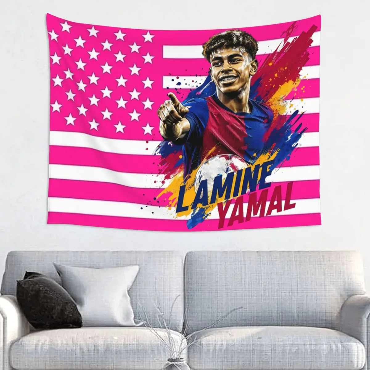 Lamine Y-Yamal Tapestry Hippie Polyester Wall Hanging Football Soccer Room Decoration Curtain Witchcraft Wall Blanket