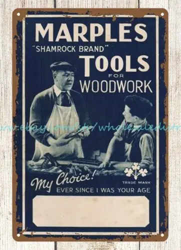 1936 Marples Shamrock Brand Tools Woodwork metal tin sign reproduction signs