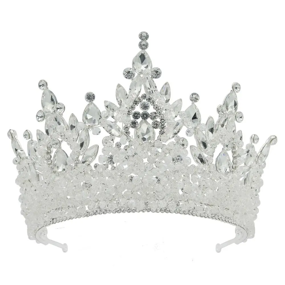 Luxury Oversized Baroque Crown Electroplated Cake Decorations Queen Princess Tiara Sparkling Hair Jewelry Wedding Crown