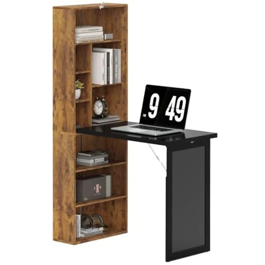 Foldable Desk Wall Mounted Convertible Table for home office use, made of engineered wood in white, space-saving and easy to in