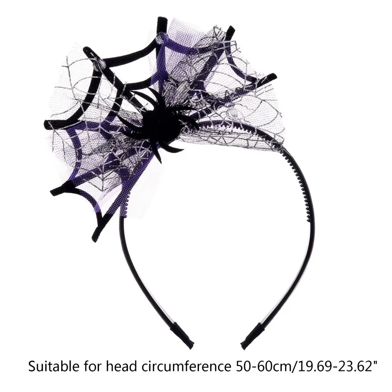 Women Girls Halloween Spider Web Shape Headband Rave Party Novelty Cosplay Costumes Accessories for Adults Kids Photography Prop