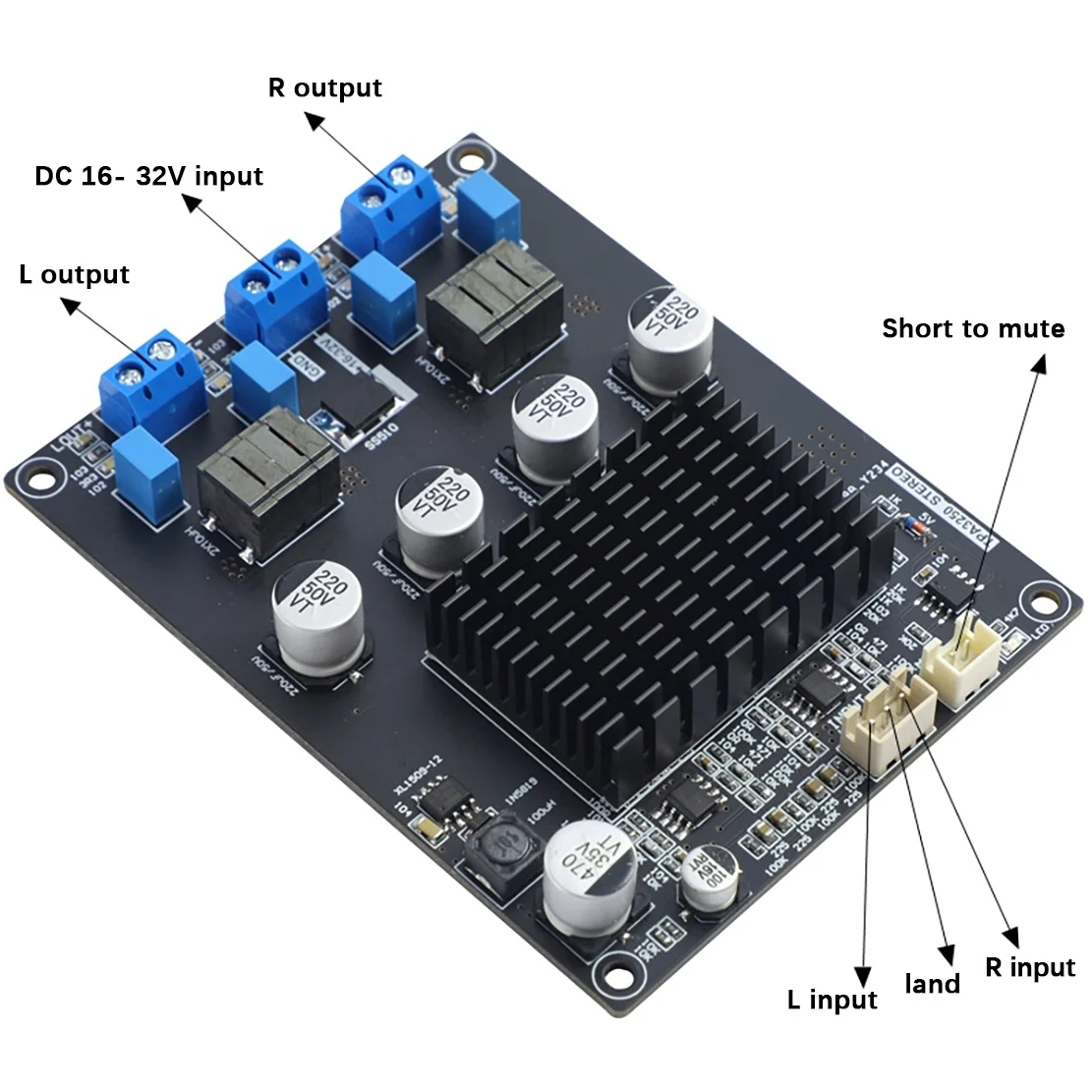 Scheda amplificatore digitale TPA3250 130 wx2 scheda amplificatore Audio ad alta potenza 4A 32V classe D con cavo schermato XH2.54mm-3P