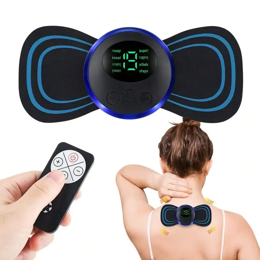 Mini Portable Electric Massage Patch, 5pcs, EMS Massager for Neck, Back, Waist, Legs & Arms, 8 Modes, 19 Intensities.