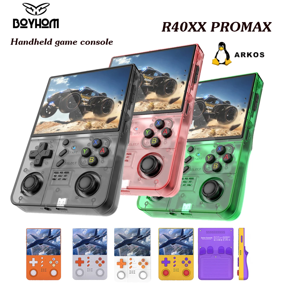 

Игровая консоль BOYHOM 4.2 дюйма HD IPS R40XXProMAX, аккумулятор 4500 мАч, Wi-Fi, система ARKOS, видеоплеер R36S PRO MAX