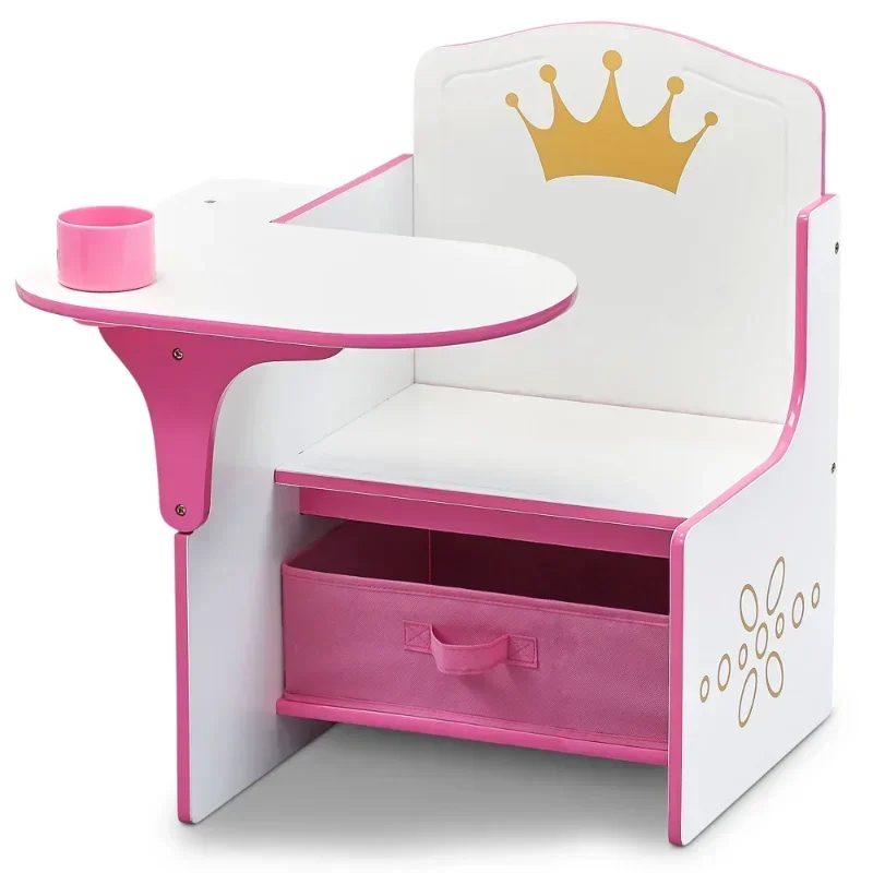 Delta Children Princess Crown 작업 의자 책상(보관함 포함), Greenguard Gold 인증 학교 책상 및 의자