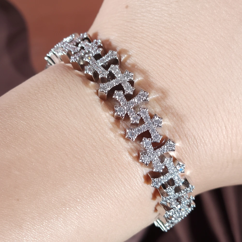 

ICECHARMI браслет с крестом Iced Out сверкающие камни CZ браслет аксессуар в стиле хип-хоп мужская цепочка на запястье роскошные ювелирные изделия изысканный подарок