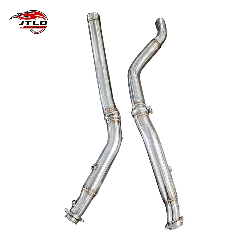 JTLD 304 Stainless Steel Straight Pipe Exhaust Downpipe For 2016-2019 Mercedes GLE 63 AMG Front Race Pipes W166