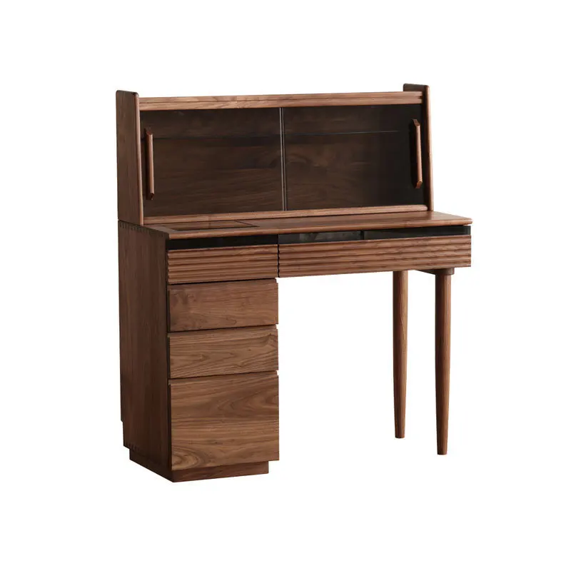 North American black walnut vanity table, modern minimalist light luxury vanity cabinet, Japanese-style solid cherry wood vanity 5