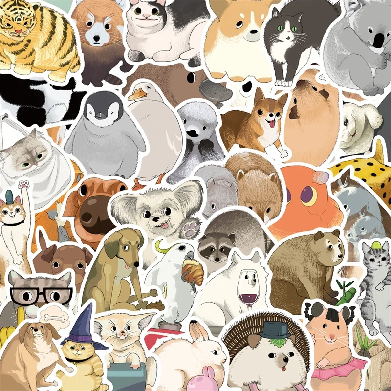 10/30/50PCS Kawaii Drawing Animal PVC Sticker Aesthetic Decoration Scrapbooking DIY Hand Accounting Supplies for Kids