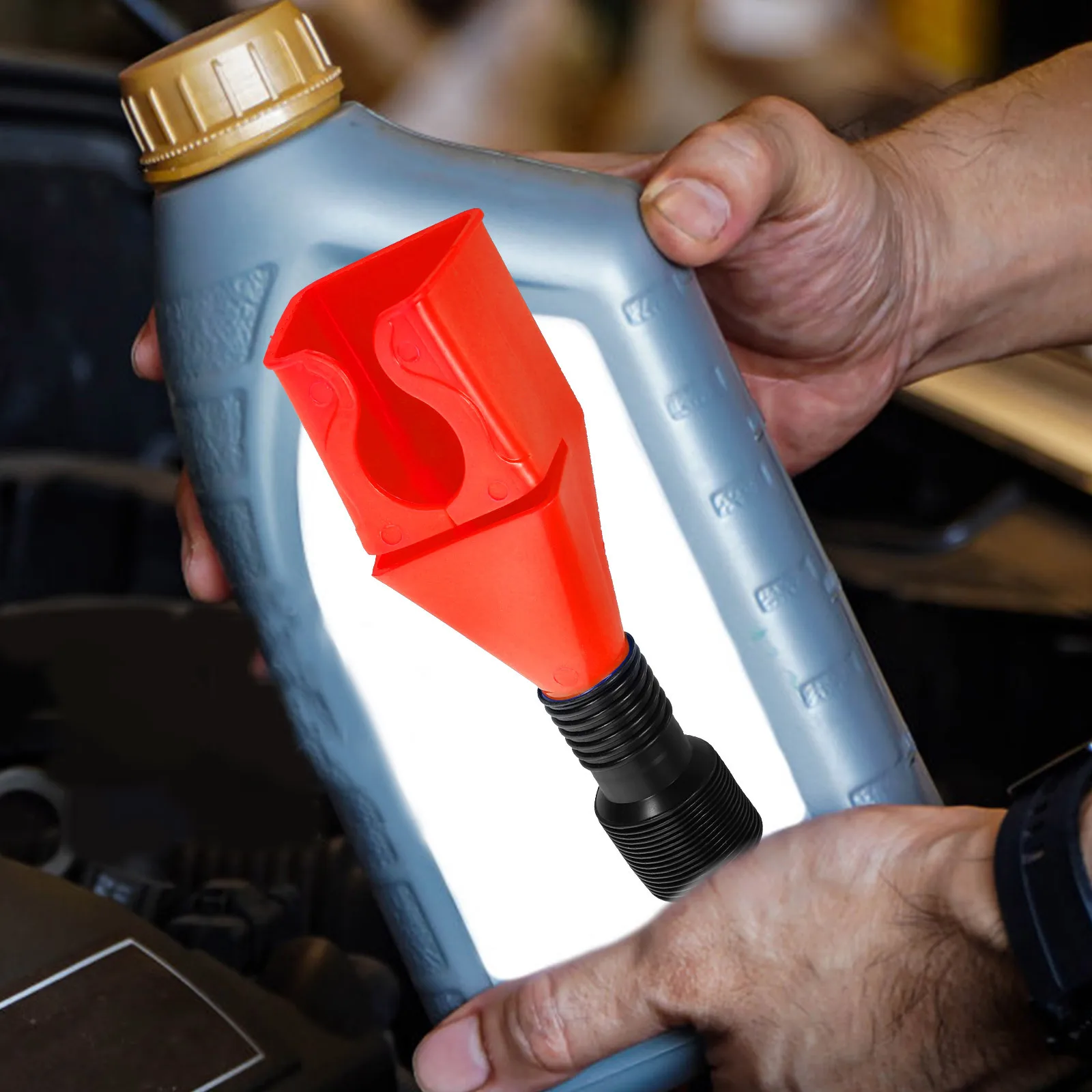 

8Pcs Automotive Oil Funnels Flexible Hose Secure Clasp Quick Filling Car Motorcycle Fuel Funnel Long Change Tool