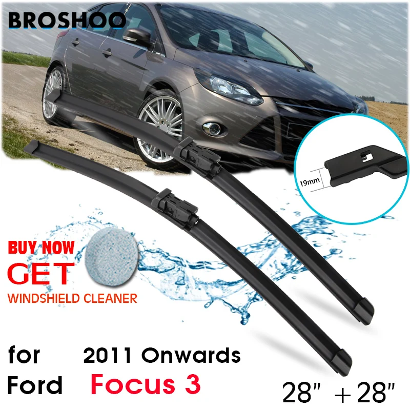 

BROSHOO Car Windscreen Wipers Blade For Ford Focus 3 2011- 28+28 Inch 1Pair Soft Rubber Windshield Wiper Blades Auto Accessories