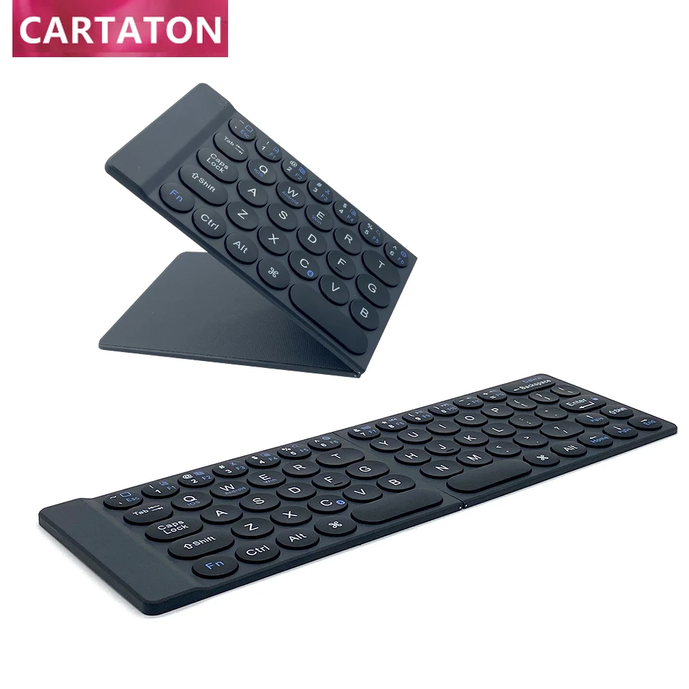 wholesale scissor switch rechargable portable matte black twice foldable mini wireless keyboard