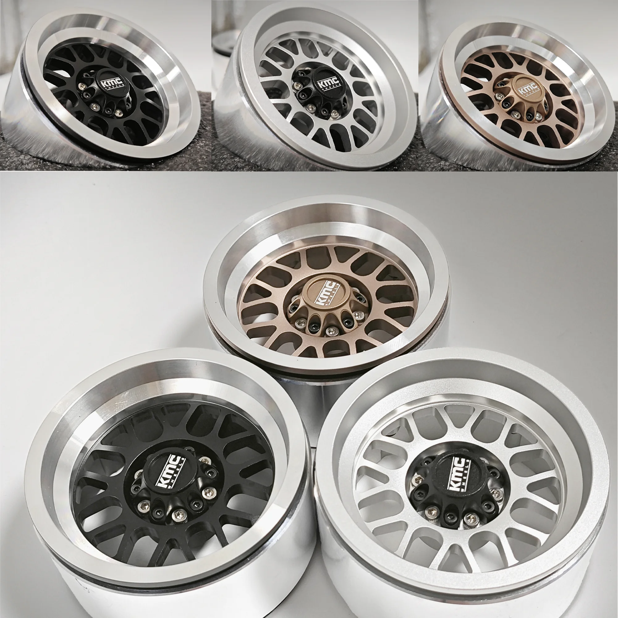 PCS 2.6 Inch KMC Simulation CNC Aluminum RC Beadlock Wheel Rims With 12/15/17mm Hex Adapter 156.5g For 1/8 RC Crawler MJX H8H