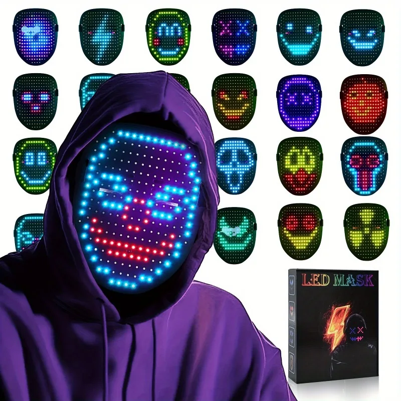 Gesture Sensing led Mask Vibrant Neon Faces Durable Mask
