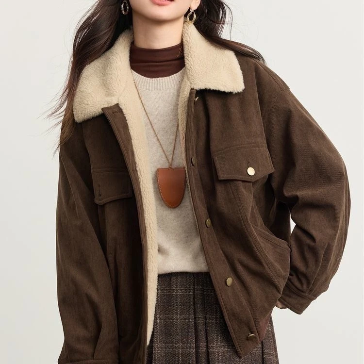 

2025 Winter New Simple Thick Fashionable Orange Jacket for Women Loose Short Casual Versatile Trendy Parkas Jacket for Women