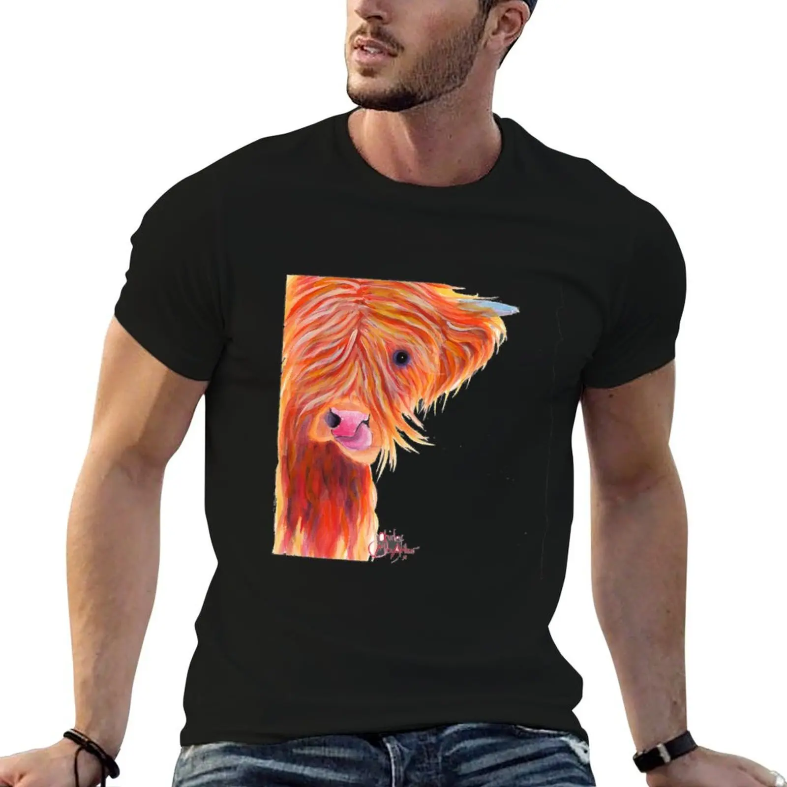 HIGHLAND COW 'GINGER COW LICK' BY SHIRLEY MACARTHUR T-Shirt gifts for boyfriend graphics big and tall t shirts for men