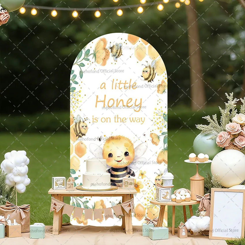 

Декоративный фон-арка Chiara от Mehofond: «Маленький пчелиный патруль на пути» для детского дня рождения и вечеринки в честь рождения ребенка, с дизайном в виде сот и пчелок