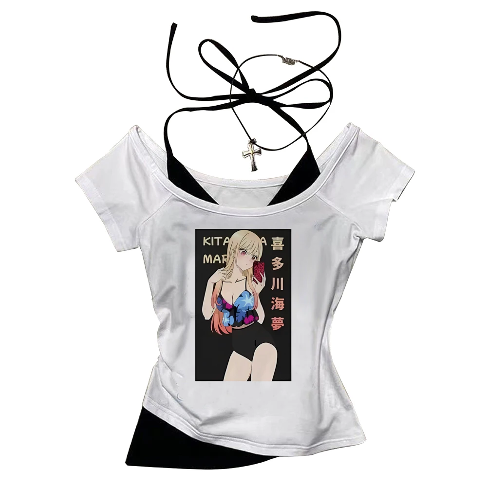 Marin Kitagawa crop top women anime kawaii meme alternative  2000s top tees party cheap baddie meme grunge