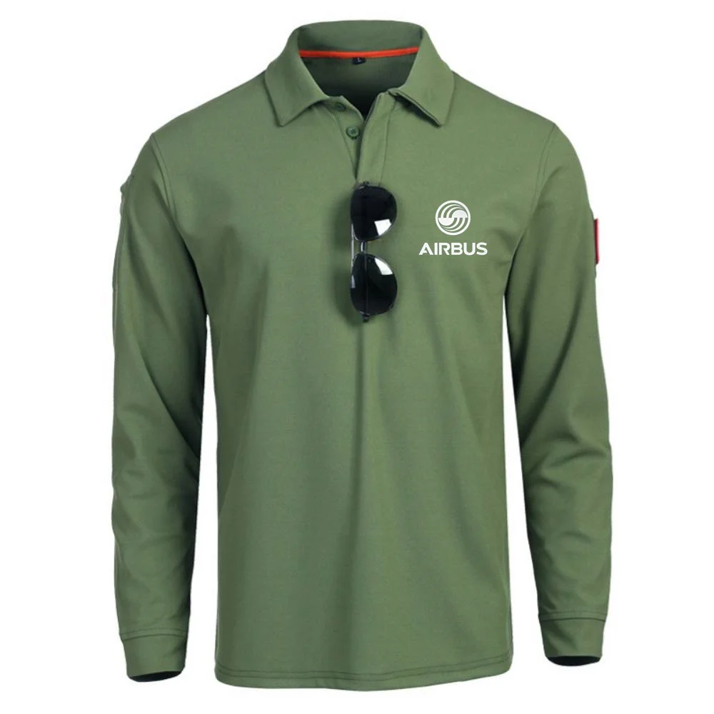 AIRBUS AVIATION Flight Airbusfan A320 Men POLO Long Sleeve Sports Lapel Tops Polo Shirts Men Sports Outside Tactical Tops