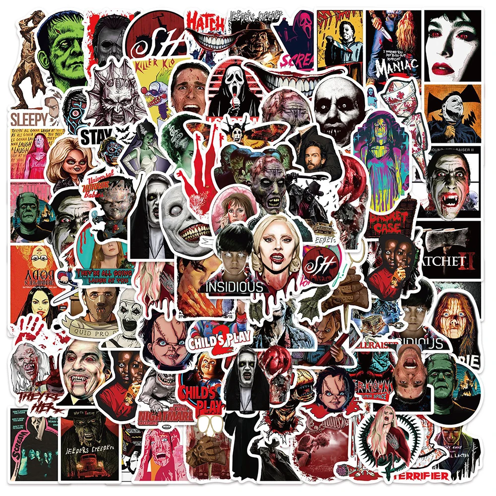 

10/30/50/100PCS Mixed Horror Movie Image Thriller Character Sticker DIY Laptop Luggage Skateboard Graffiti Decals Fun for Kid