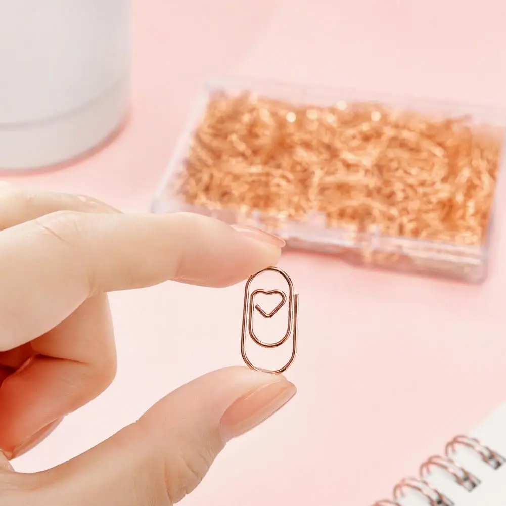 Cute File Clips for Organizing 200pcs Heart Shaped Paper Clips Multi-colored Metal Bookmarks Durable Decorative Office Document