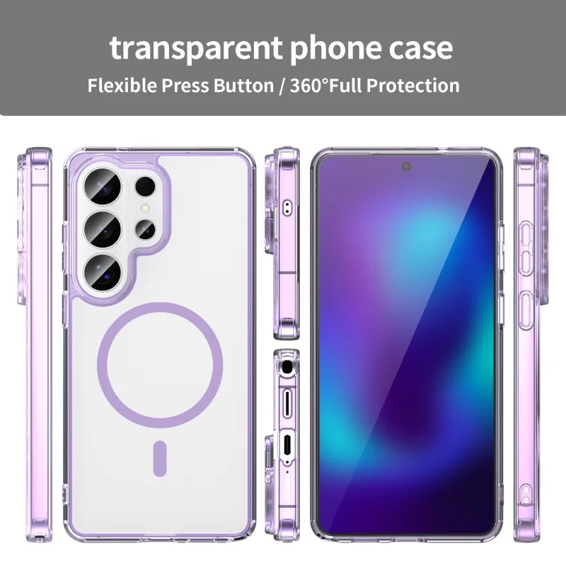 For Samsung Galaxy S24 S25 FE S26 Ultra Plus Edge A57 A37 17 A56/36 16 For Magsafe Magnetic Charge Phone Case Transparency Cover