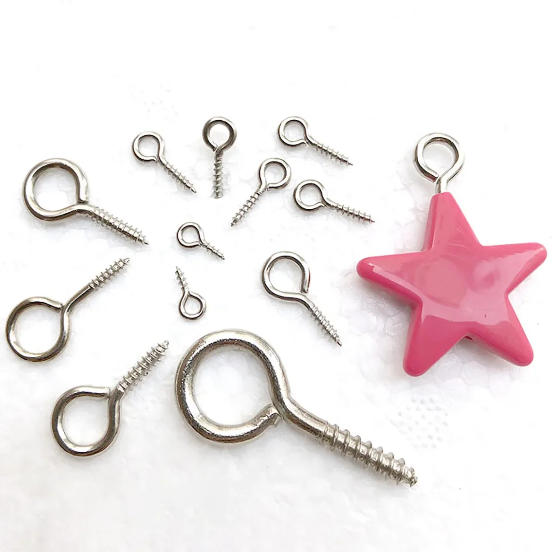 10-200Pcs Metal Eye Studs Threaded Self Tapping Small Screws Household Hooks Keychains Diy Decorative Joints Jewelry Accessory