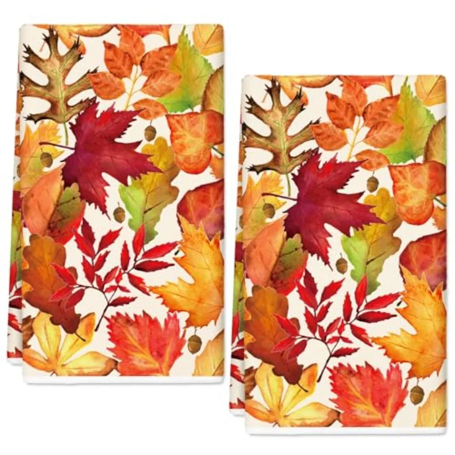 

Fall Kitchen Dish Towel 18 x 28 Inch Watercolor Maple Leaf Dishcloth Autumn Decorative Hand Drying Tea Towel for Thanksgiving K