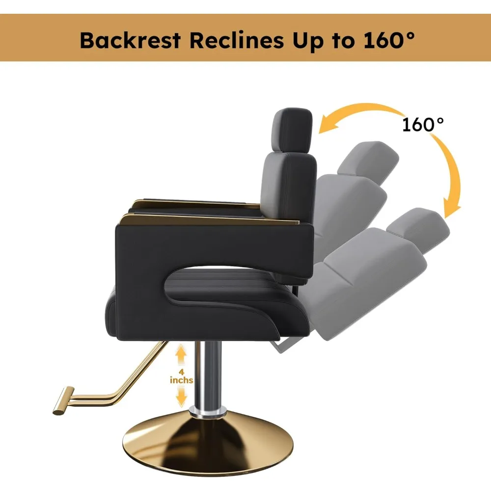 كرسي صالون الحلاقة، كرسي صالون للاستلقاء لمصفف الشعر، كرسي الشعر مع مضخة هيدروليكية، ارتفاع قابل للتعديل 360 درجة