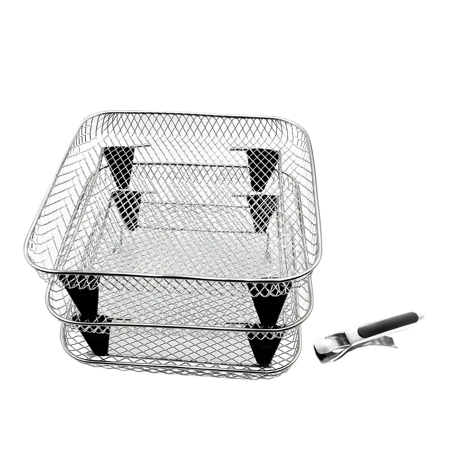 رف مقلاة هوائية مربعة قابل للتكديس للمطبخ والمطعم والمنزل