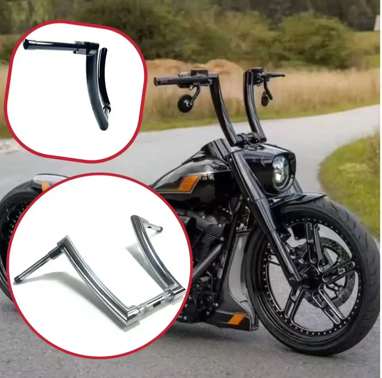 

Motorcycle 2'' APE Hanger Handlebar 10"-16" Riser For Harley Low Rider Street Bob Fat Boy Breakout Road King Heritage 48 883 Bar