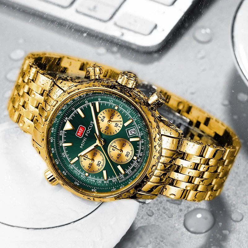 メンズミニフォーカスウォッチ,ステンレススチールブレスレット,発光,防水,クォーツ,mf0463G,2022