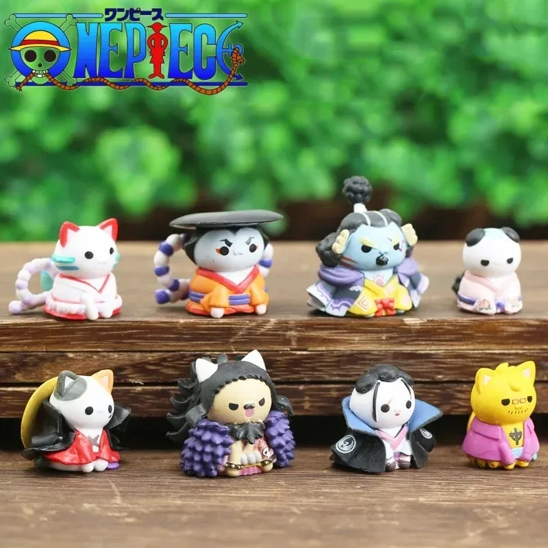 8pcs Set One Piece Cos Cat Series Action Figures Wano Country Jinbe Yamato Kaido Luffy Model Doll Toy Figurine Desktop Ornaments