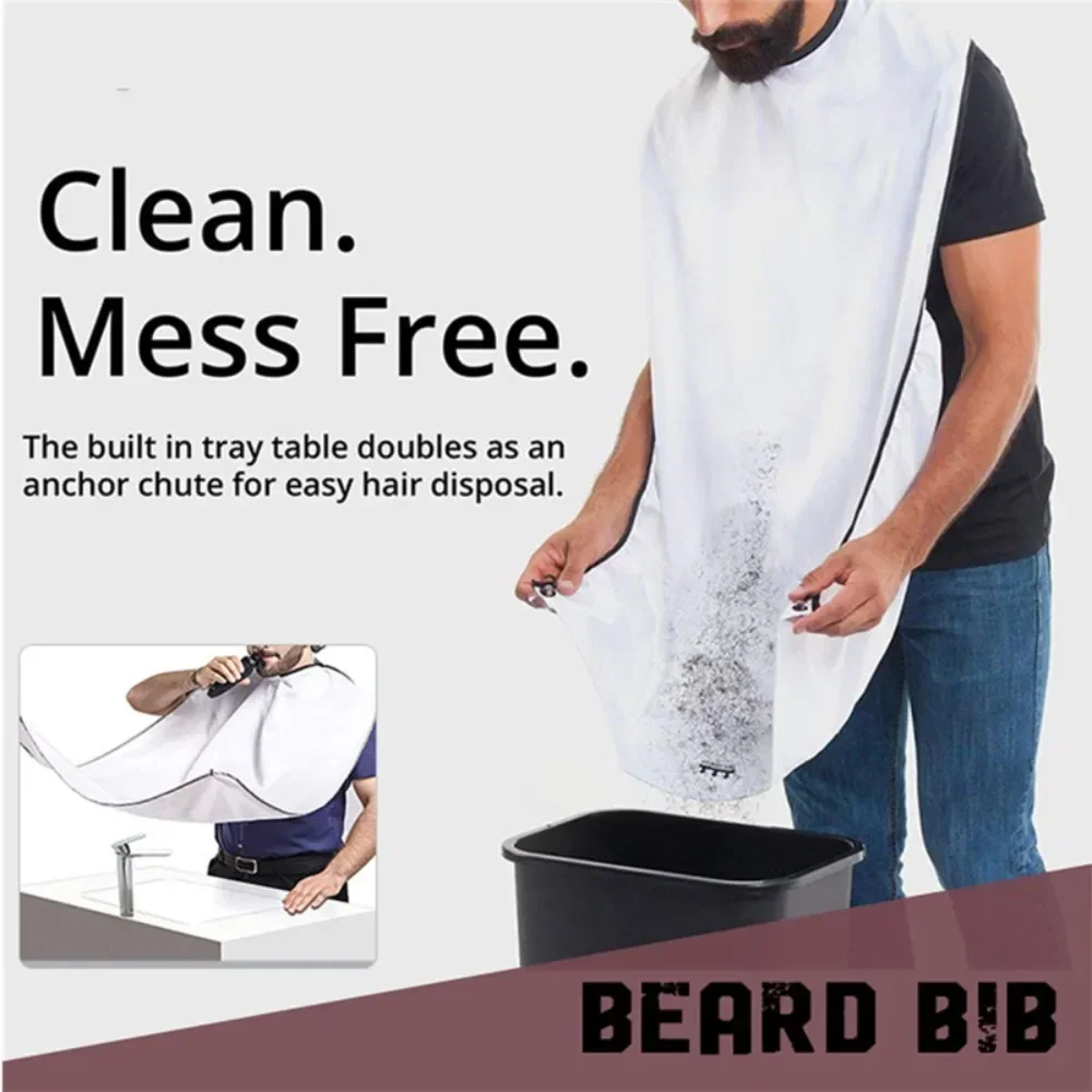 Waterproof Shaving Apron Men Beard Trimming Cape with Suction Cups Beard Collector Hair Catcher Barber Bathroom Styling Tools