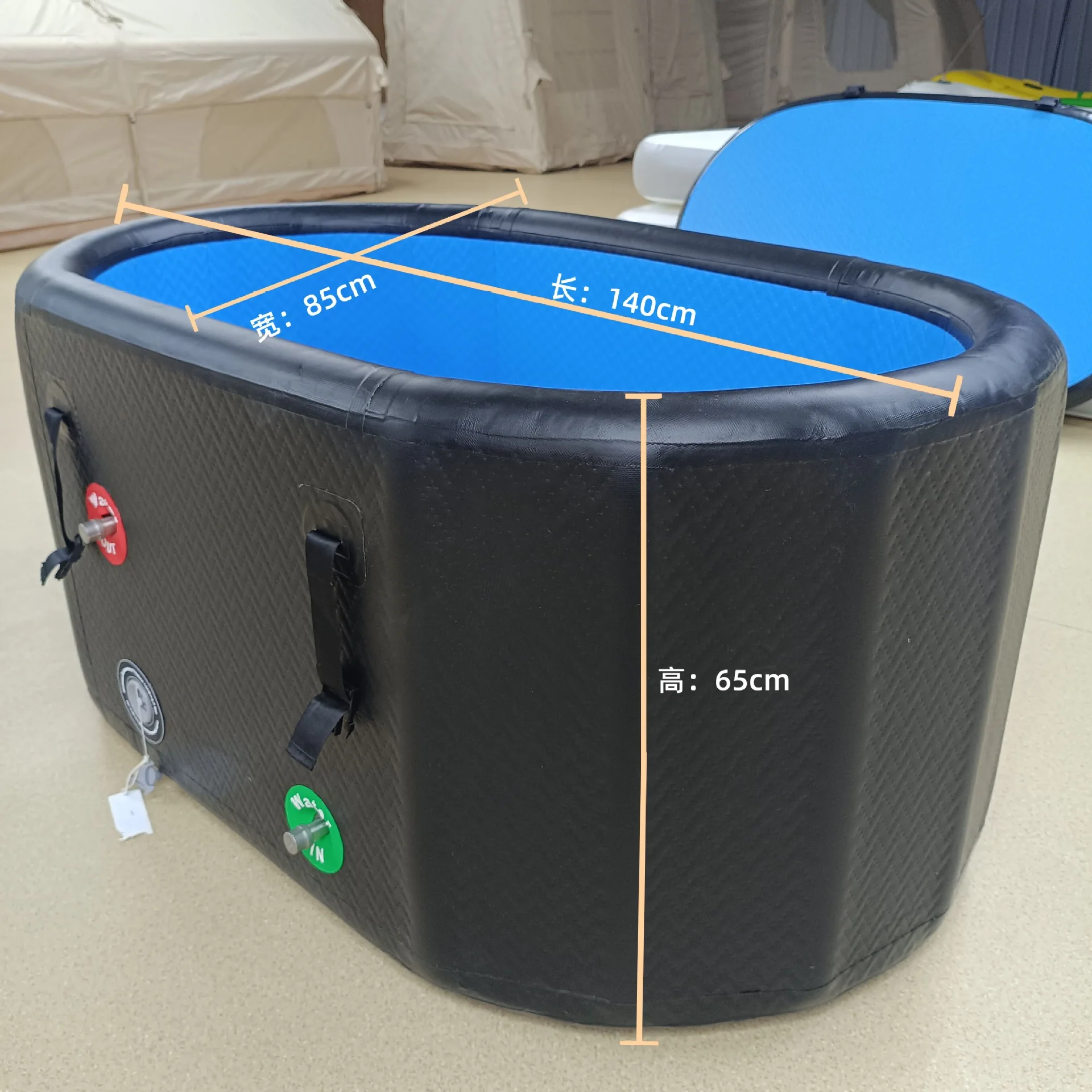 Oval Ice Bath Tub 140cm Drop Stitch PVC Inflatable Cold Plunge Pool