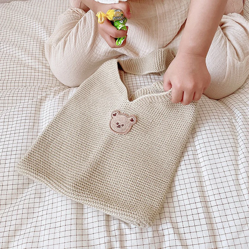 MILANCEL New Knit Mummy Bag Cute Bear borsa per gilet genitore-figlio borsa per bambini