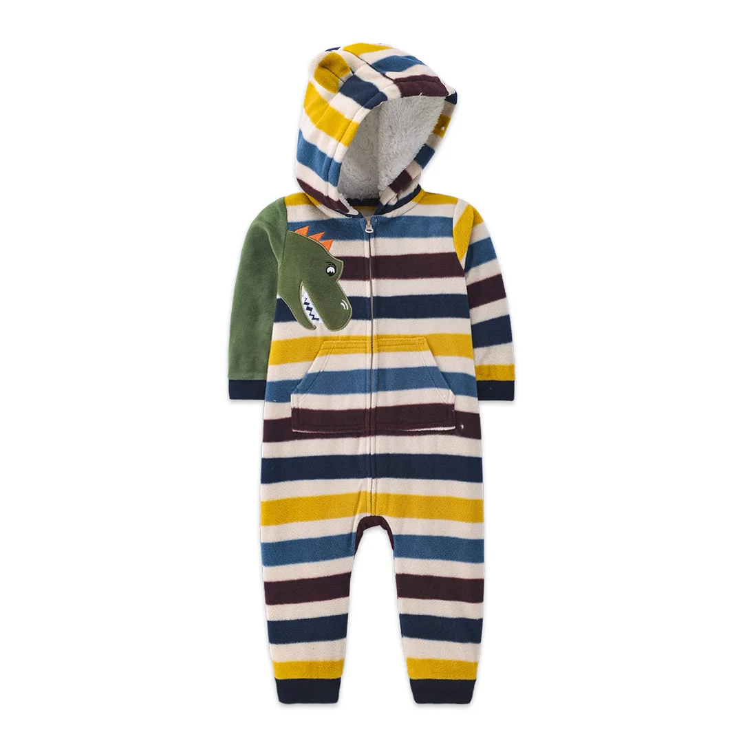 Infant Baby Boy Romper Autumn Winter Polar Fleece Hooded Long-Sleeve Style Warm Overalls Toddler Girls Jumpsuit Baby Clothes