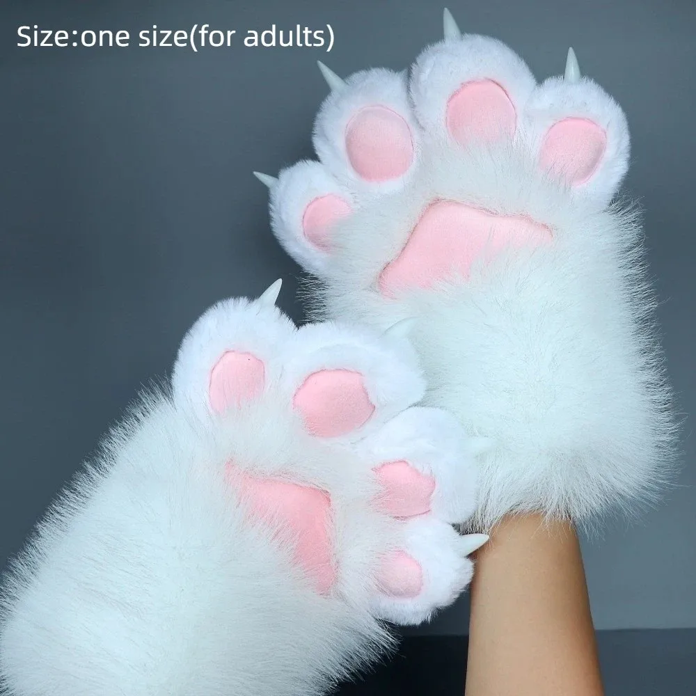 1 Stück Neuer Plüsch-Cosplay-Katzenpfoten-Handschuh Verdickte Quietschende Katzenpfoten-Fäustlinge Cartoon-Tier-Cosplay-Handschuh Geschenke – Detail 1