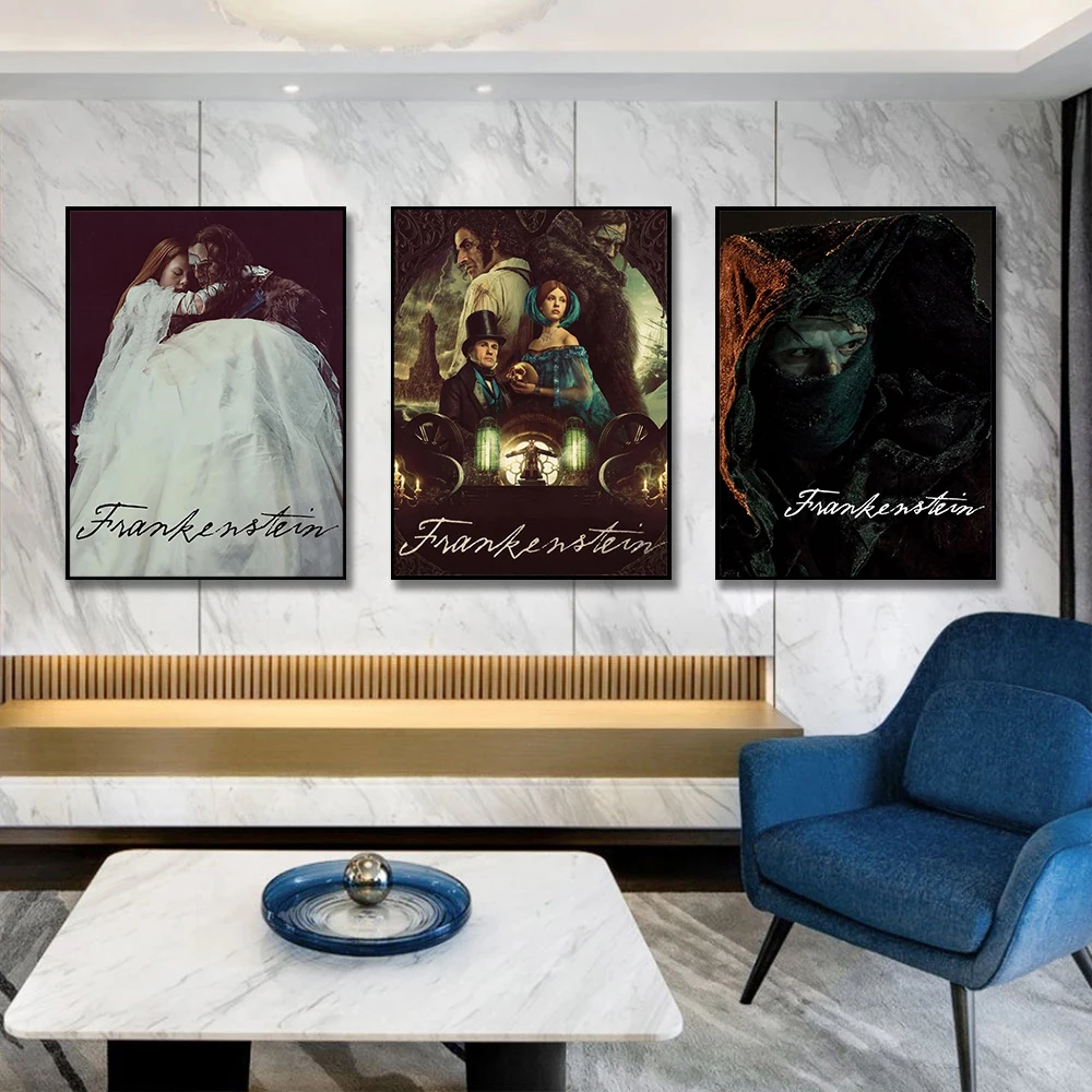 الرعب القوطية الخيال العلمي فيلم فرانكنشتاين ملصق فني قماش الطباعة المنزل سينما فندق الإقامة ديكور جدران اللوحة #2