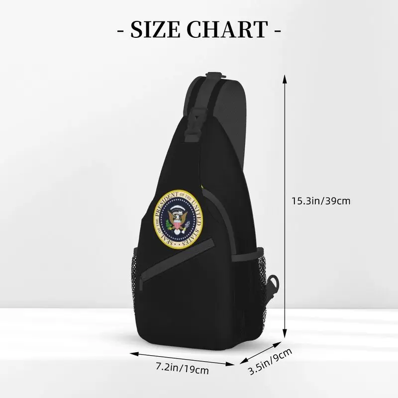 Mochila cruzada con sello Presidencial Americano para hombres, bolso de pecho de hombro personalizado, abrigo de brazos de EE. UU., viaje, senderismo, mochila de día