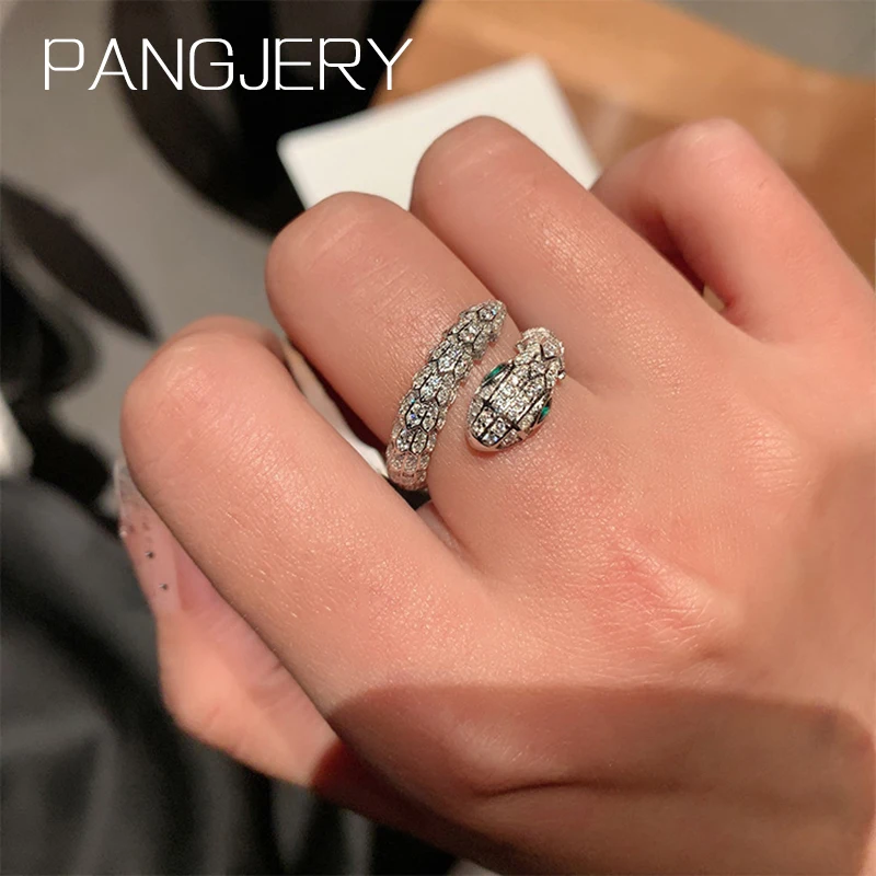 PANGJARY Silver Color Serpentine Ring for Women Chic Exaggerated Irregular Trendy Design Exquisite Birthday Jewelry Gifts