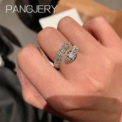 PANGJARY Silver Color Serpentine Ring for Women Chic Exaggerated Irregular Trendy Design Exquisite Birthday Jewelry Gifts